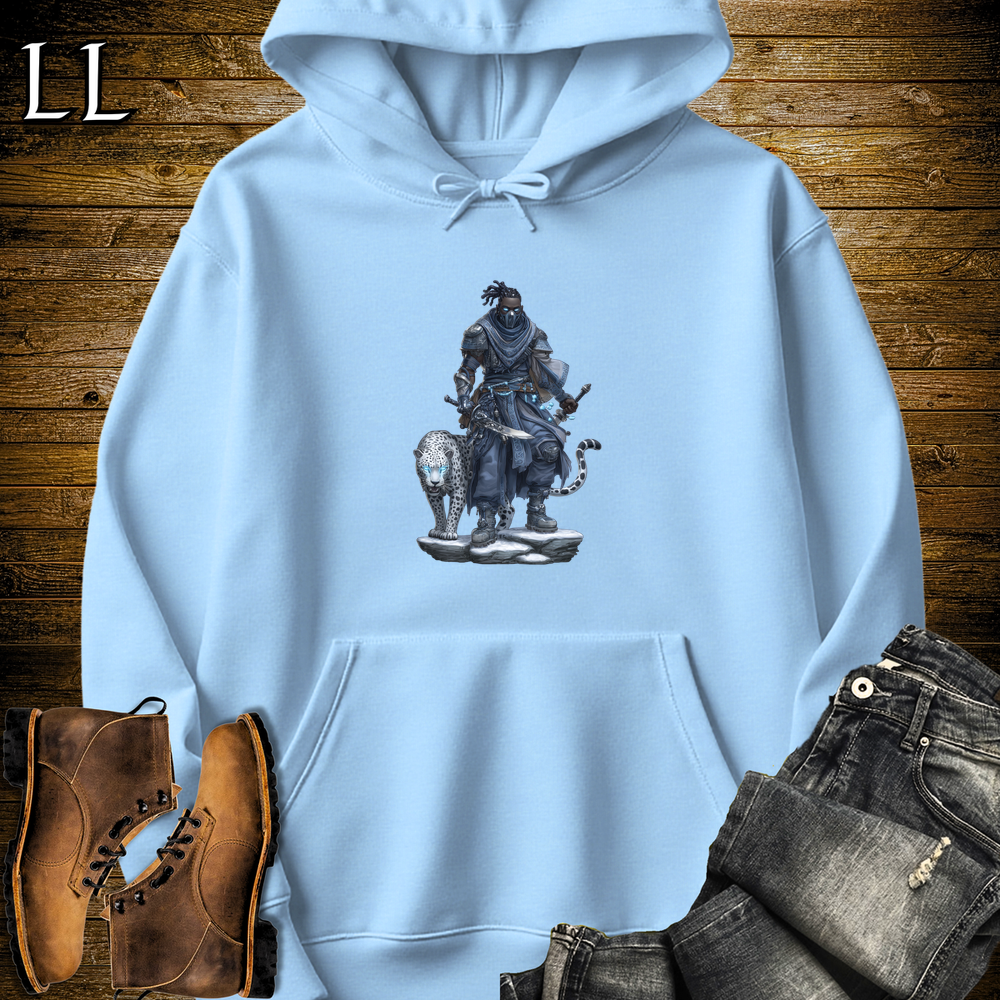 African Snow Leopard Assassin Hooded Sweatshirt - Light Blue