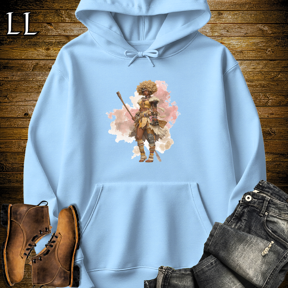African Tribal Queen Hooded Sweatshirt Light Blue | Warrior Queen