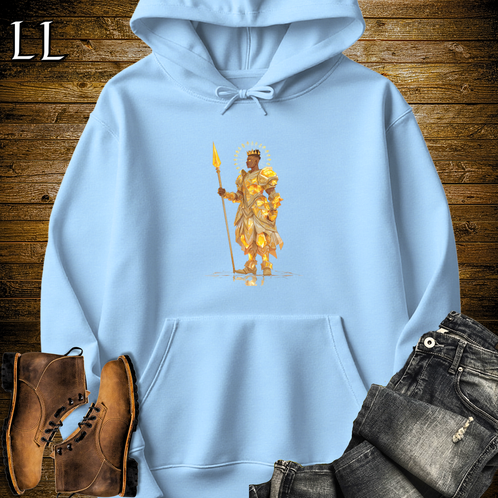 African Sun Spear King Hooded Sweatshirt - Light Blue