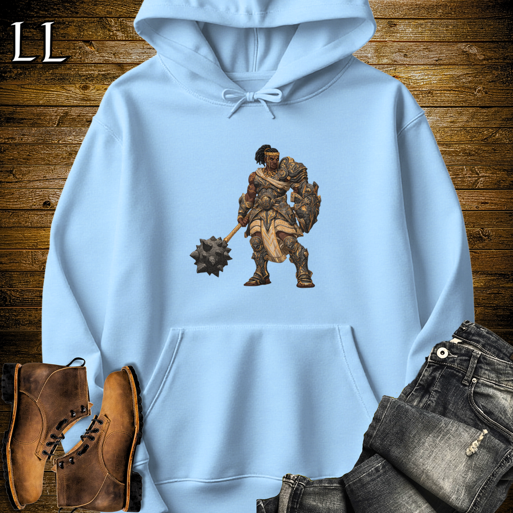 African Stone Barbarian Hooded Sweatshirt Light Blue | African Warrior Hoodie