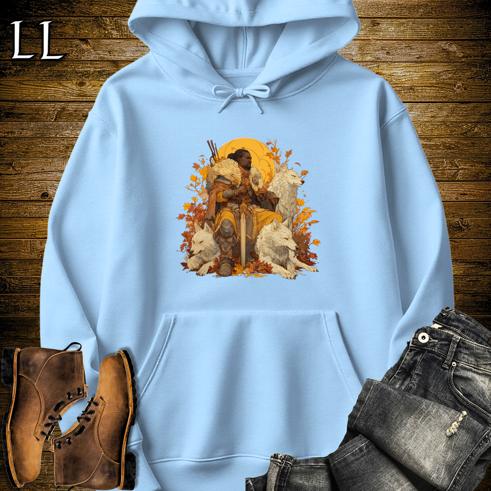 African Wolf Warrior Hooded Sweatshirt - Light Blue
