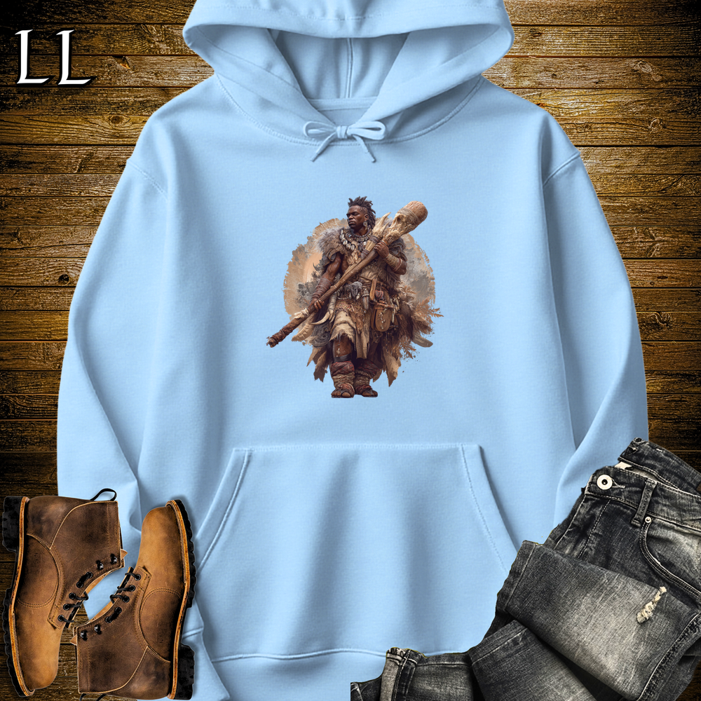 African Warrior Bone Club Hooded Sweatshirt - Light Blue