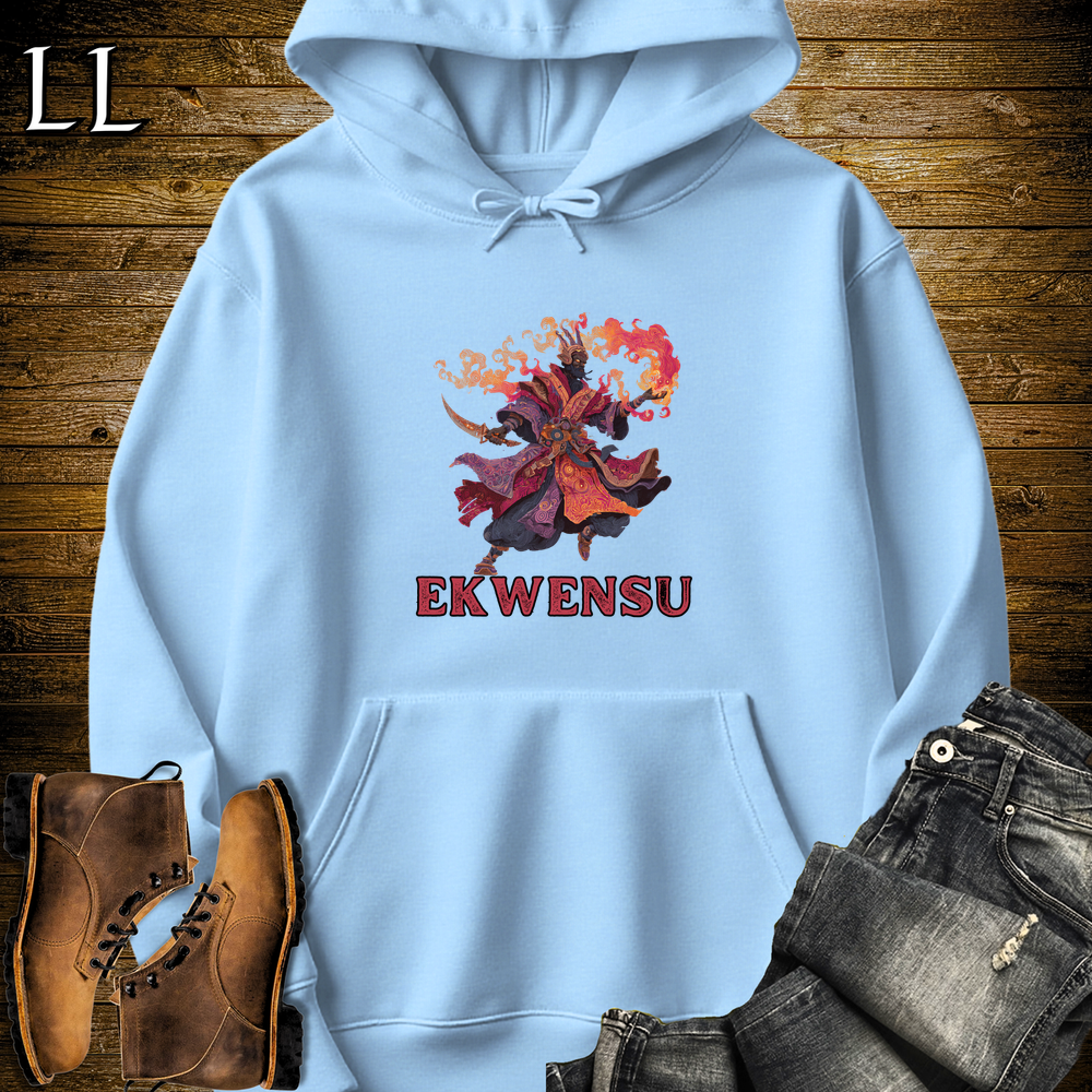 Ekwensu African God Hooded Sweatshirt - Light Blue
