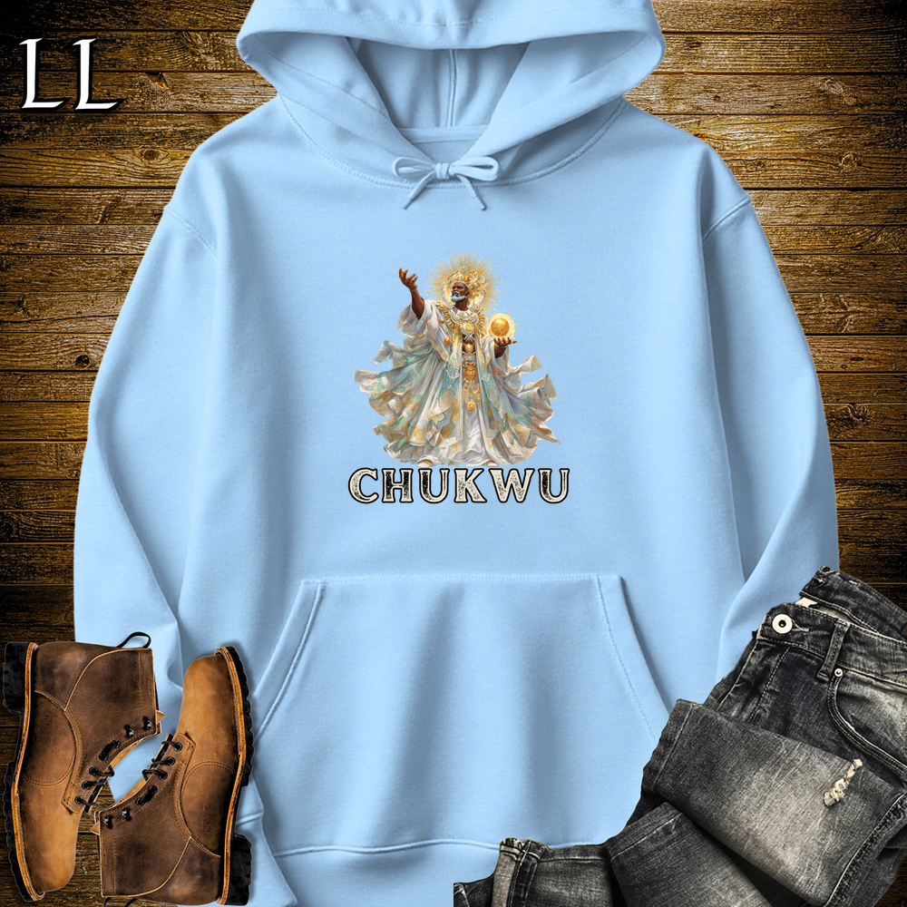 Chukwu African God Hooded Sweatshirt - Light Blue