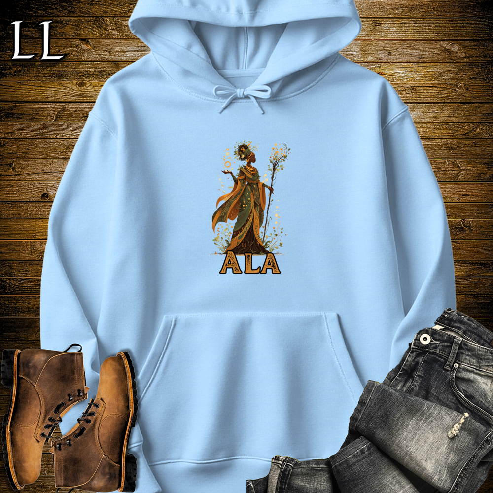 Ala African Goddess Hooded Sweatshirt - Light Blue