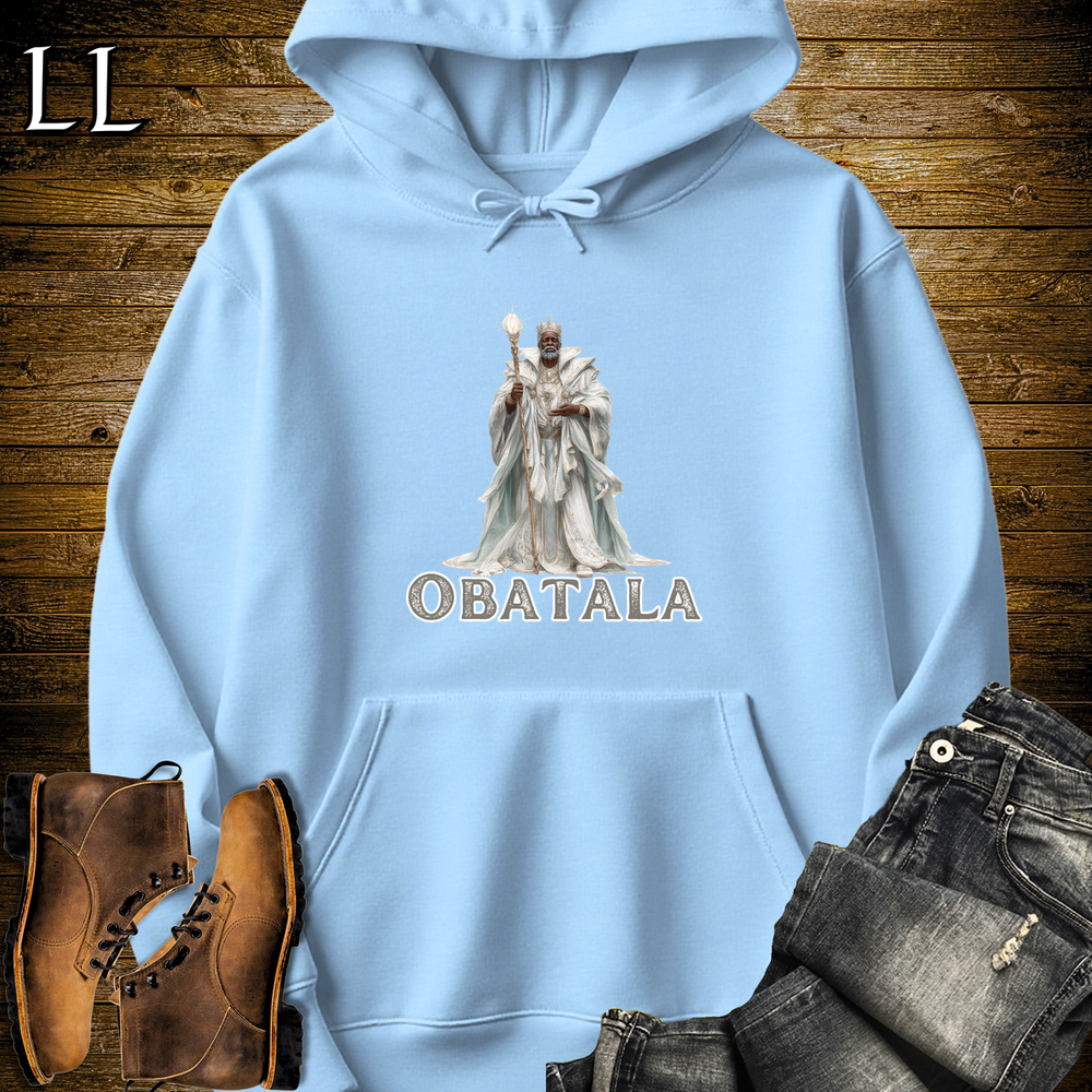 Obatala African God Hooded Sweatshirt Light Blue | African Creator God Sweatshirt