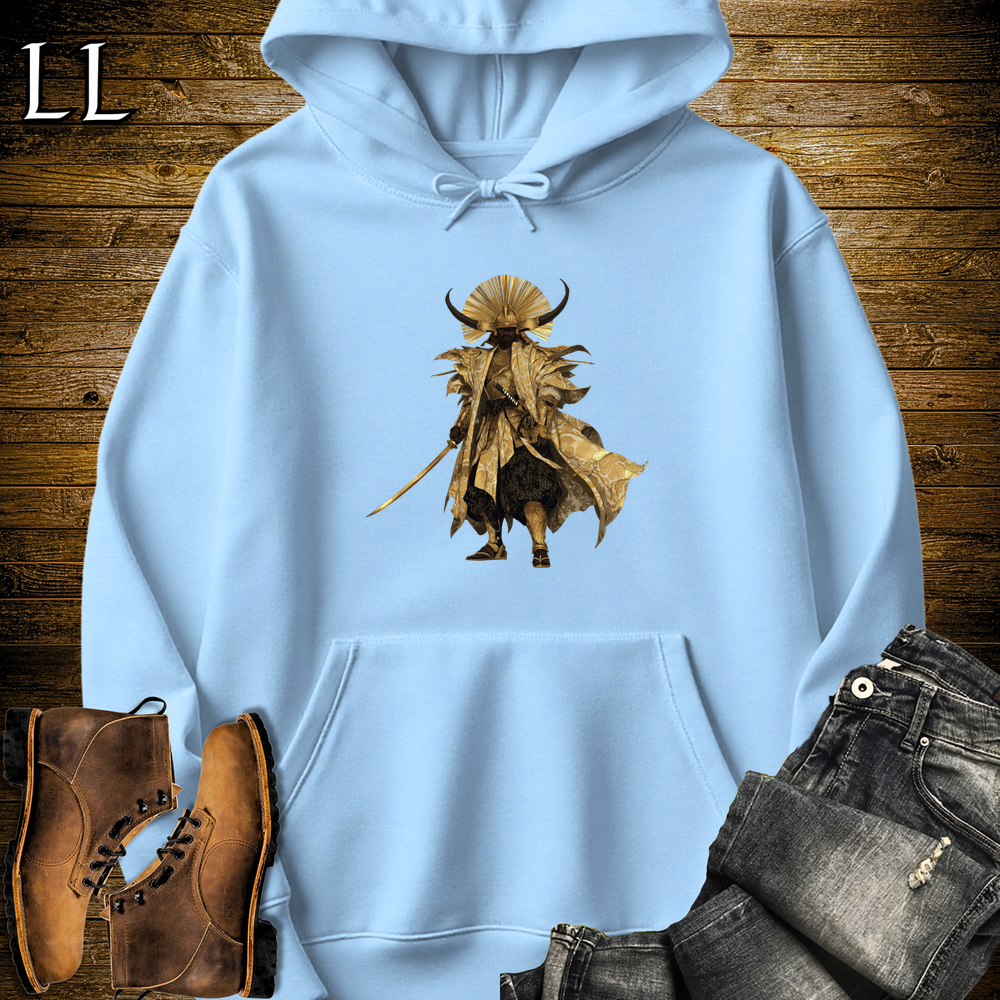 African Golden Samurai King Hooded Sweatshirt - Light Blue
