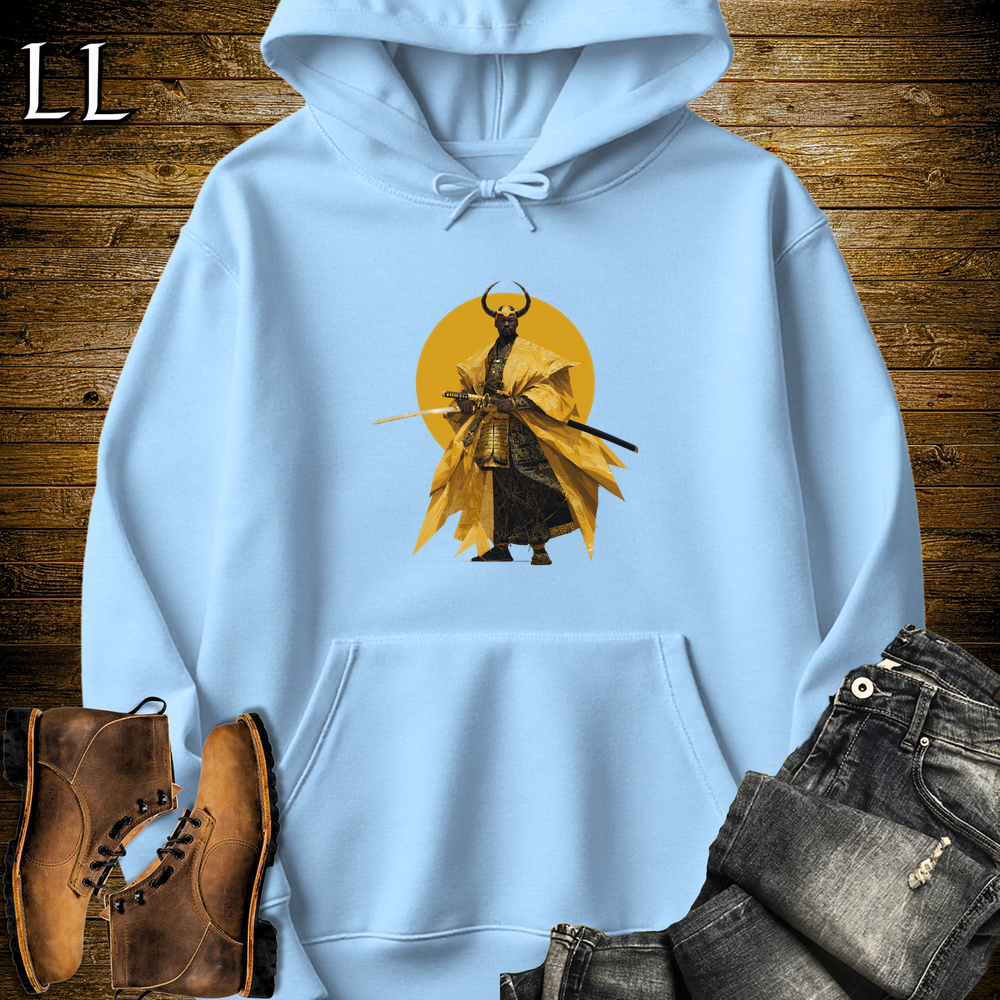African Rising Sun Samurai Light Blue | African Warrior Hoodie