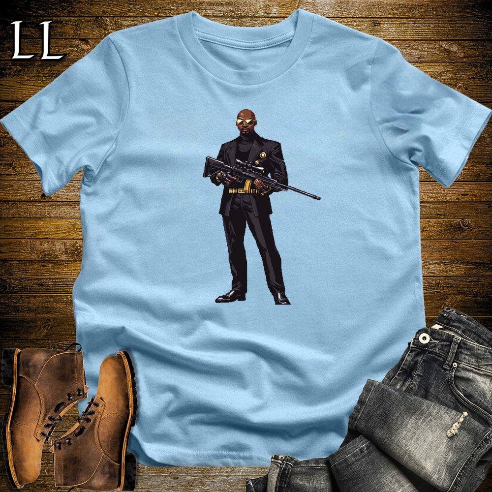 African 16 Bit Hitman Sniper Light Blue | African Warrior Tee
