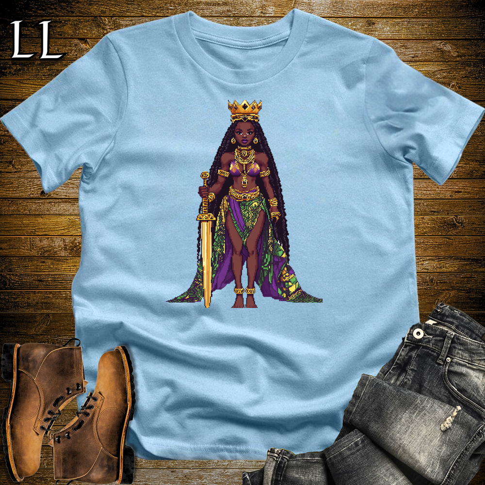 African 16 Bit Golden Sword Queen Light Blue | African Queen Tee