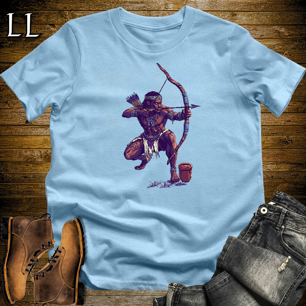 African 16 Bit Bow Warrior Light Blue | African Warrior Tee