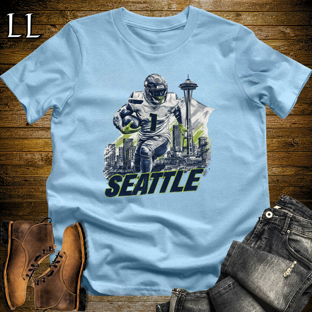 Seattle Football Number 1 T Shirt - Light Blue