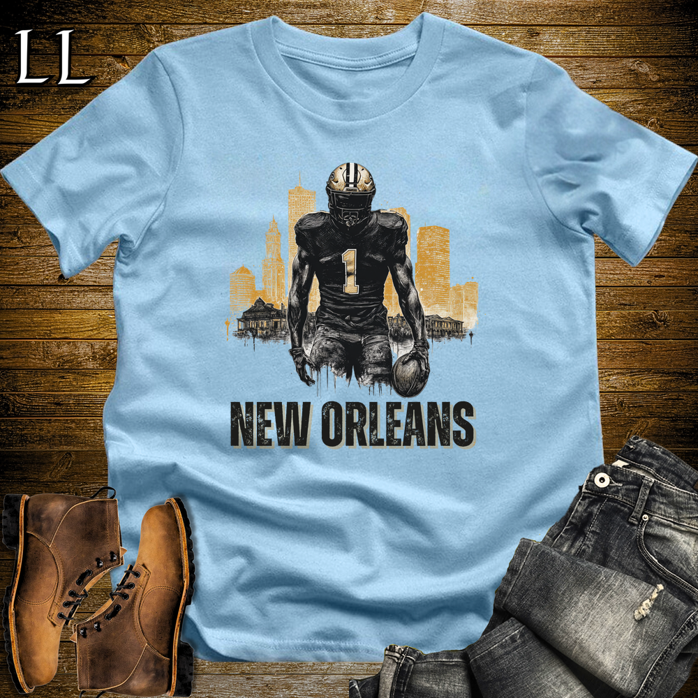 Saints Football Shirt Light Blue | New Orleans Fan Tee