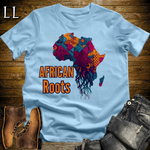 African Roots Softstyle T Shirt Light Blue | African Heritage Pride Tee