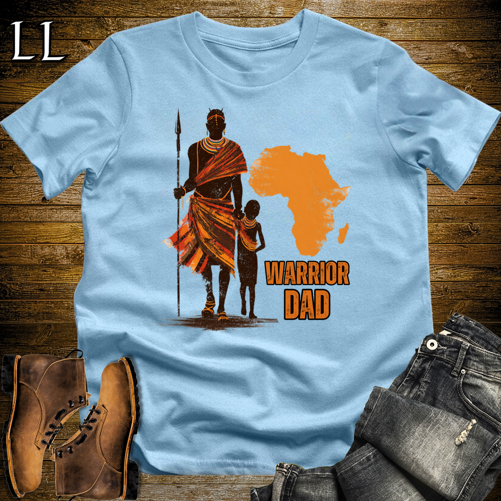 African Warrior Dad Softstyle T Shirt Light Blue | Dad Gift African Tee