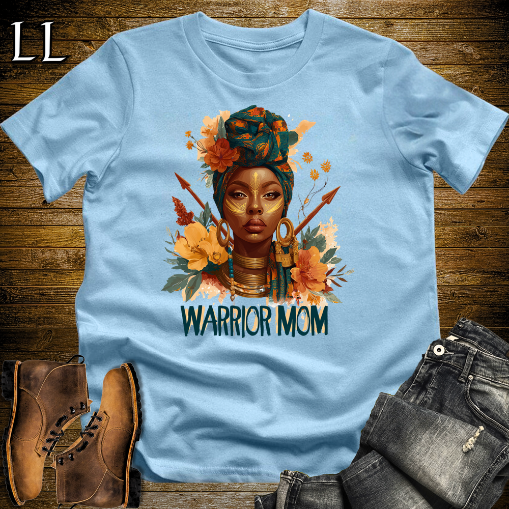 African Warrior Mom Softstyle T Shirt Light Blue | African Mom Gift Tee