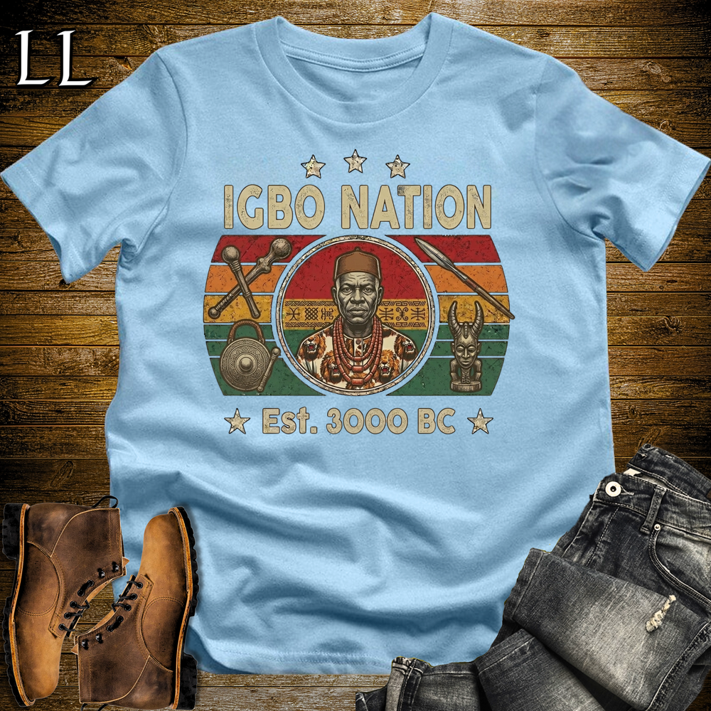 African Igbo Nation Softstyle T Shirt Light Blue | Igbo Heritage Tee