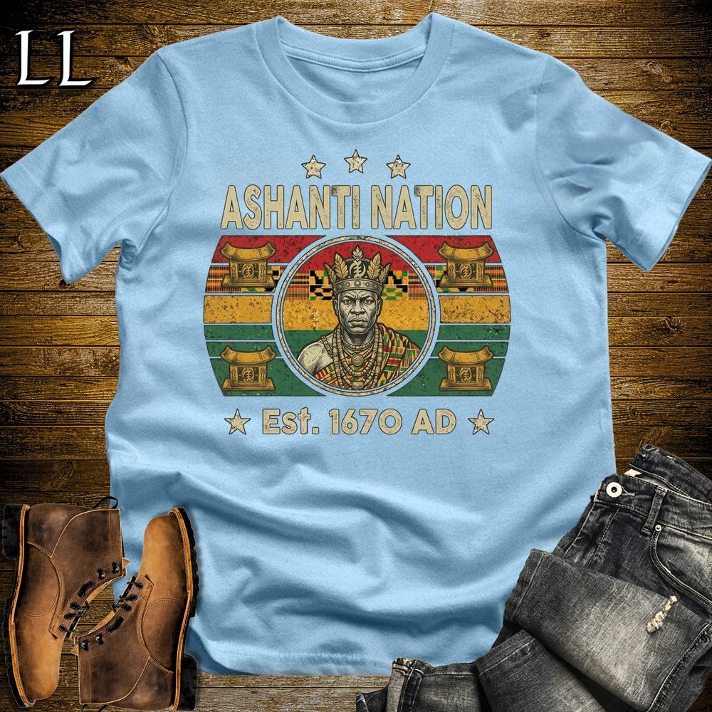 African Ashanti Nation Softstyle T Shirt Light Blue | Ashanti Warrior Pride Tee
