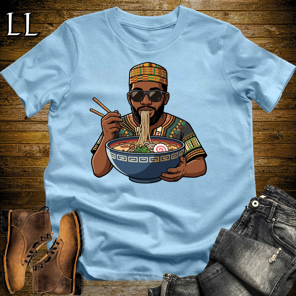 African Ramen T Shirt Light Blue | Funny African Foodie Tee
