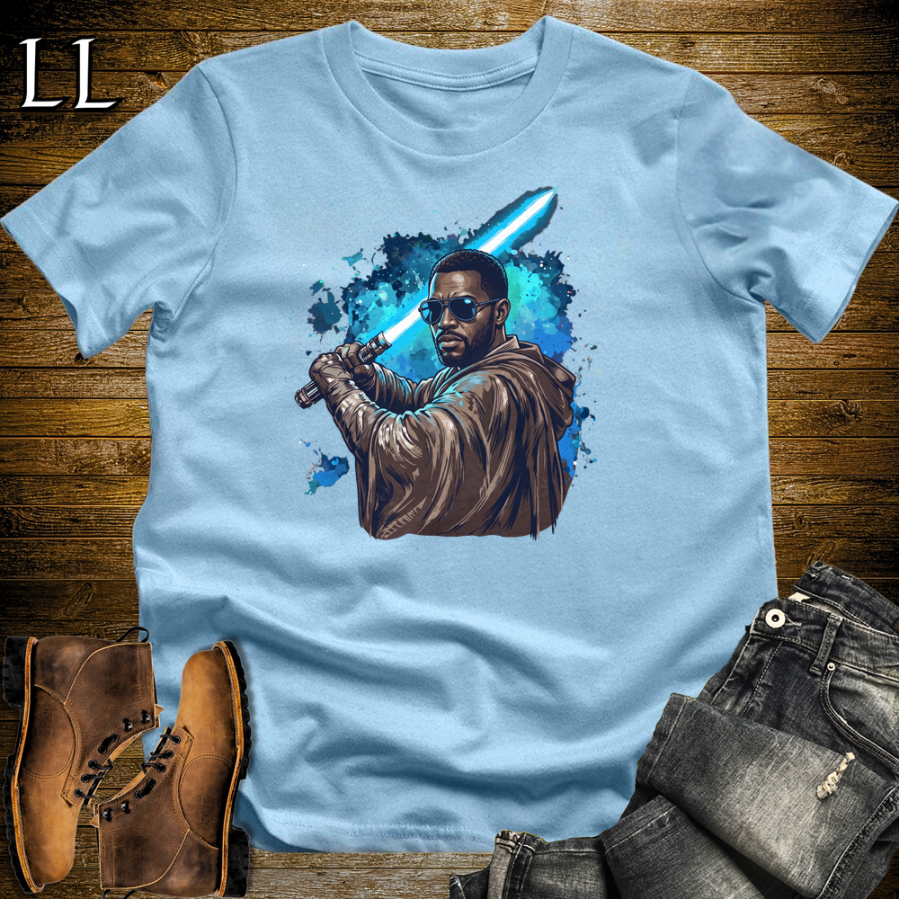 African Space Warrior T Shirt Light Blue | Sci-Fi African Tee