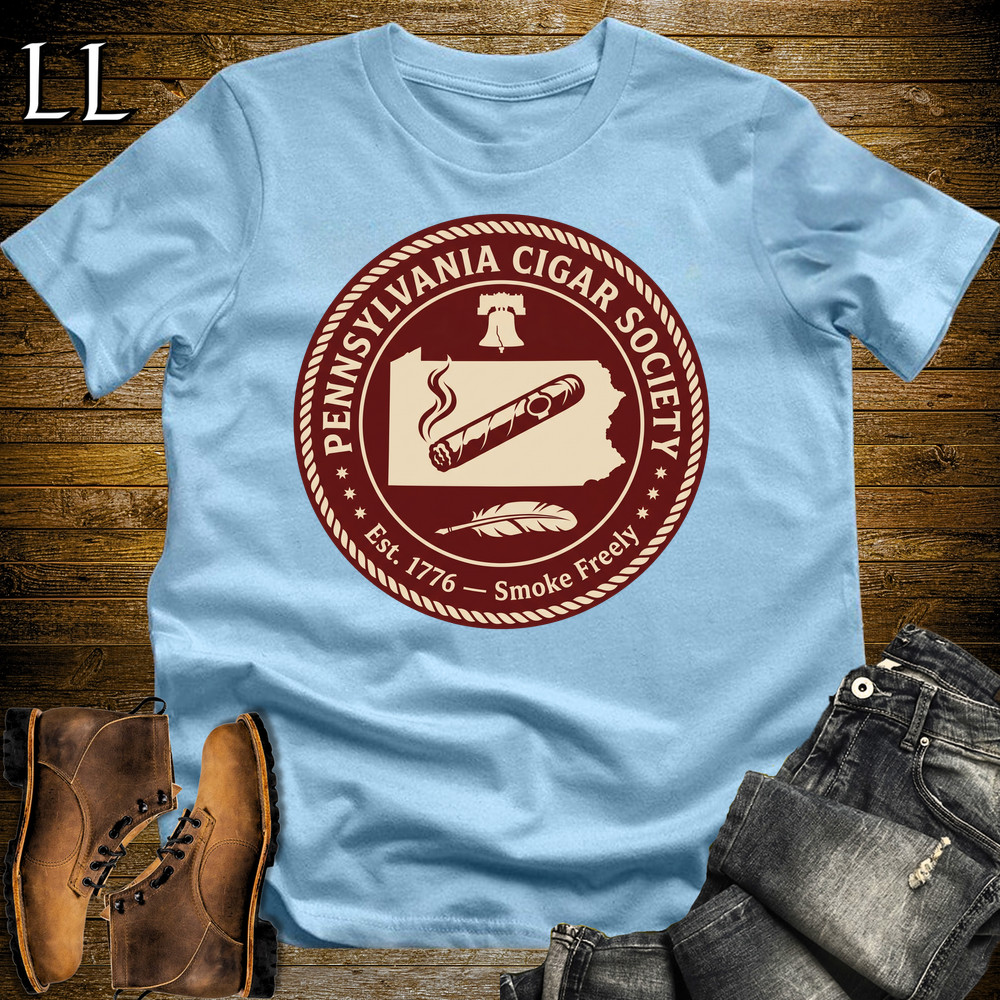 Pennsylvania Cigar Society T Shirt Light Blue | Cigar Lover Gift