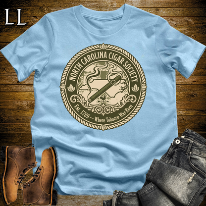 North Carolina Cigar Society T Shirt Light Blue | Cigar Lover Gift