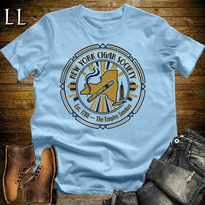 New York Cigar Society T Shirt Light Blue | Cigar Lover Gift