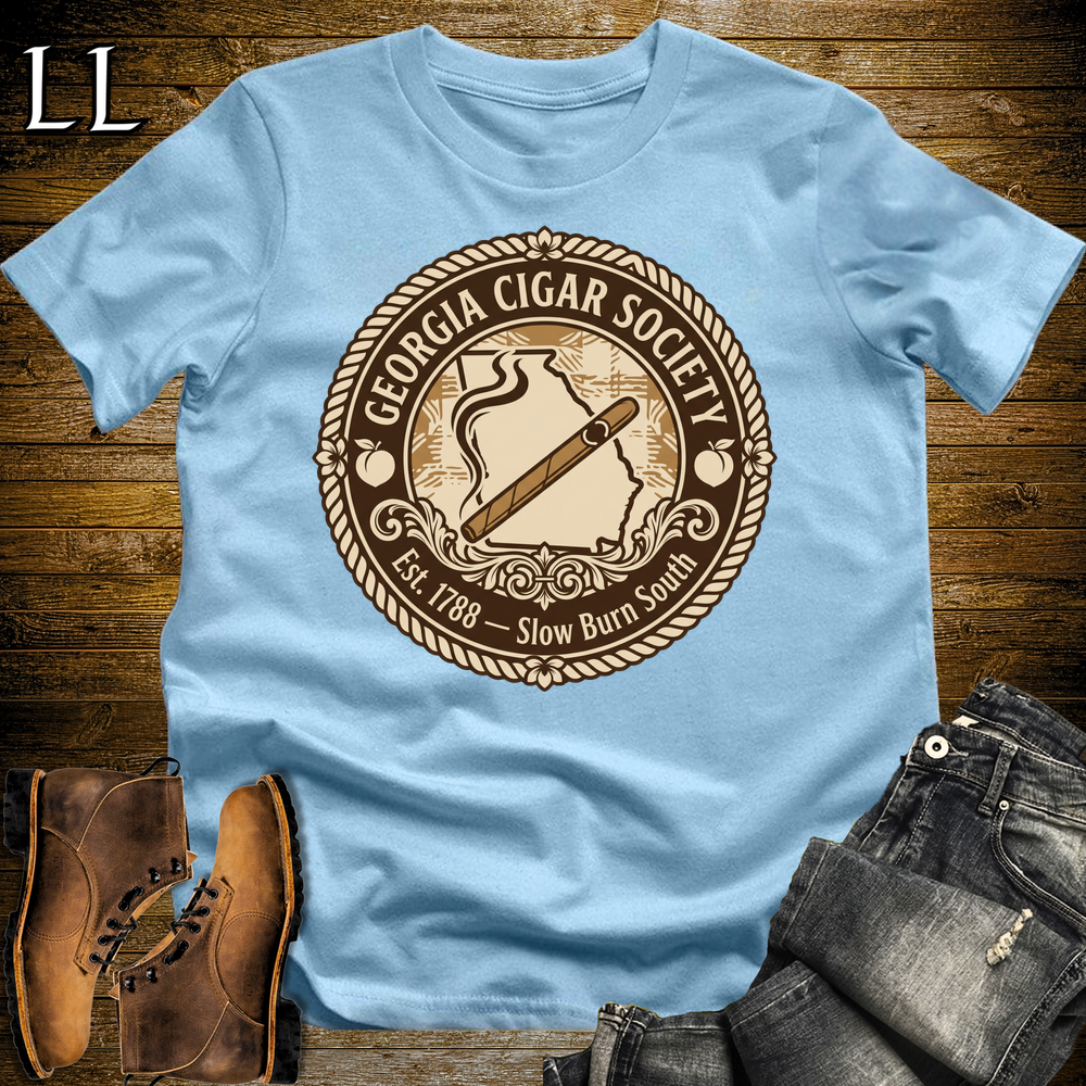 Georgia Cigar Society T Shirt Light Blue | Cigar Lover Gift
