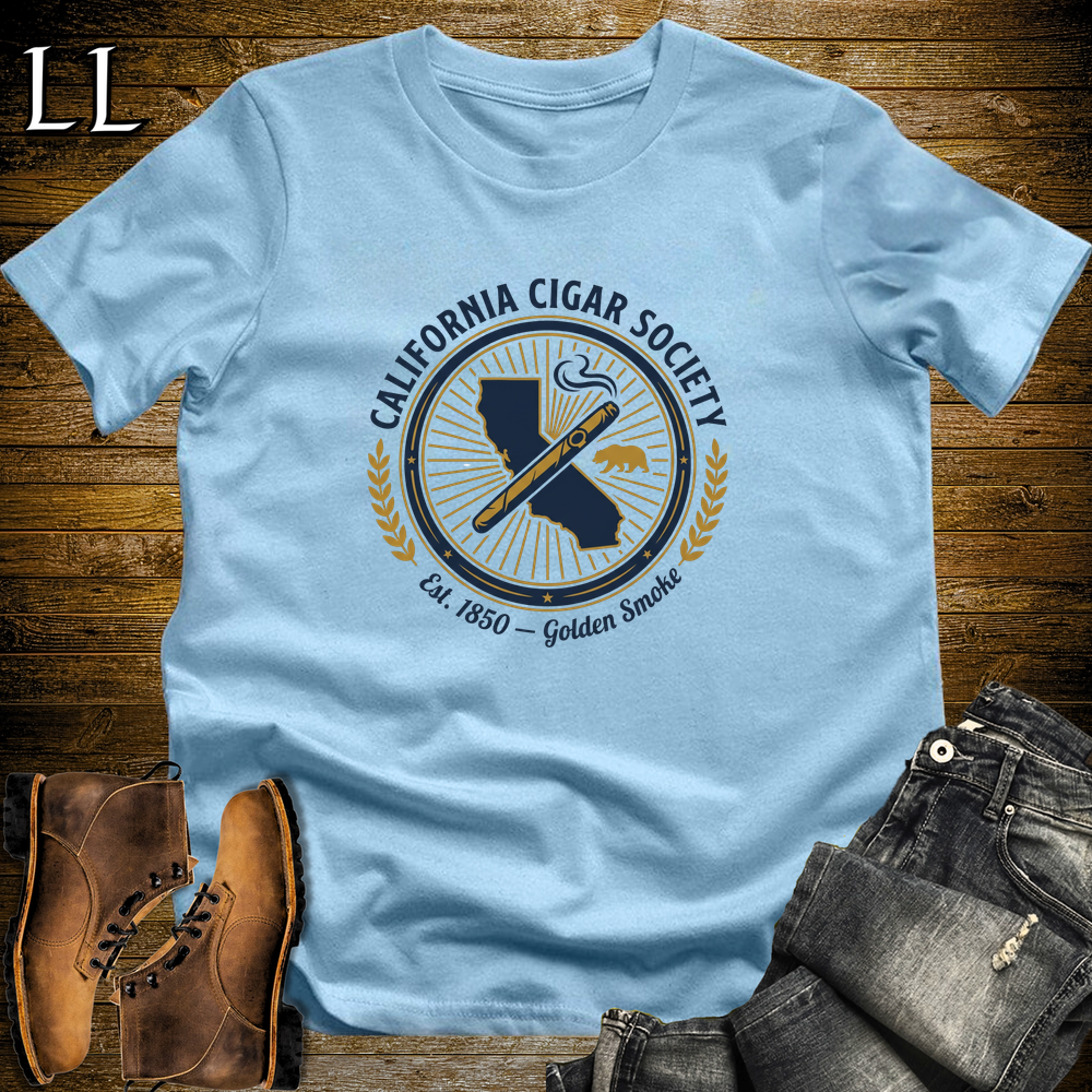 California Cigar Society Shirt Light Blue | CA Cigar Lover Tee
