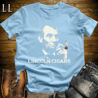 Lincoln Cigars Softstyle Tee Light Blue | Patriotic Cigar Tee