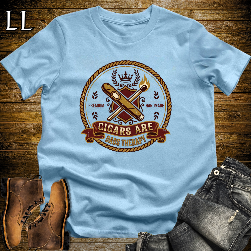Cigars Are Dads Therapy Softstyle Tee Light Blue | Funny Cigar Dad Tee