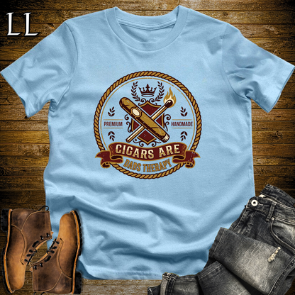 Cigars Are Dads Therapy Softstyle Tee Light Blue | Funny Cigar Dad Tee
