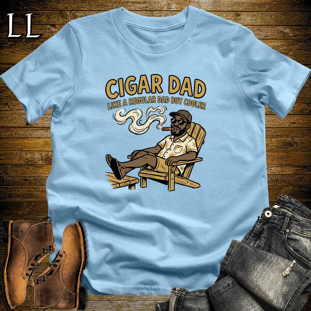 Cigar Dad Tan Softstyle Tee Light Blue | Cigar Lover Dad Tee