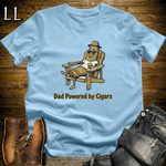 Dad Powered By Cigars Softstyle Tee Light Blue | Funny Cigar Dad Tee