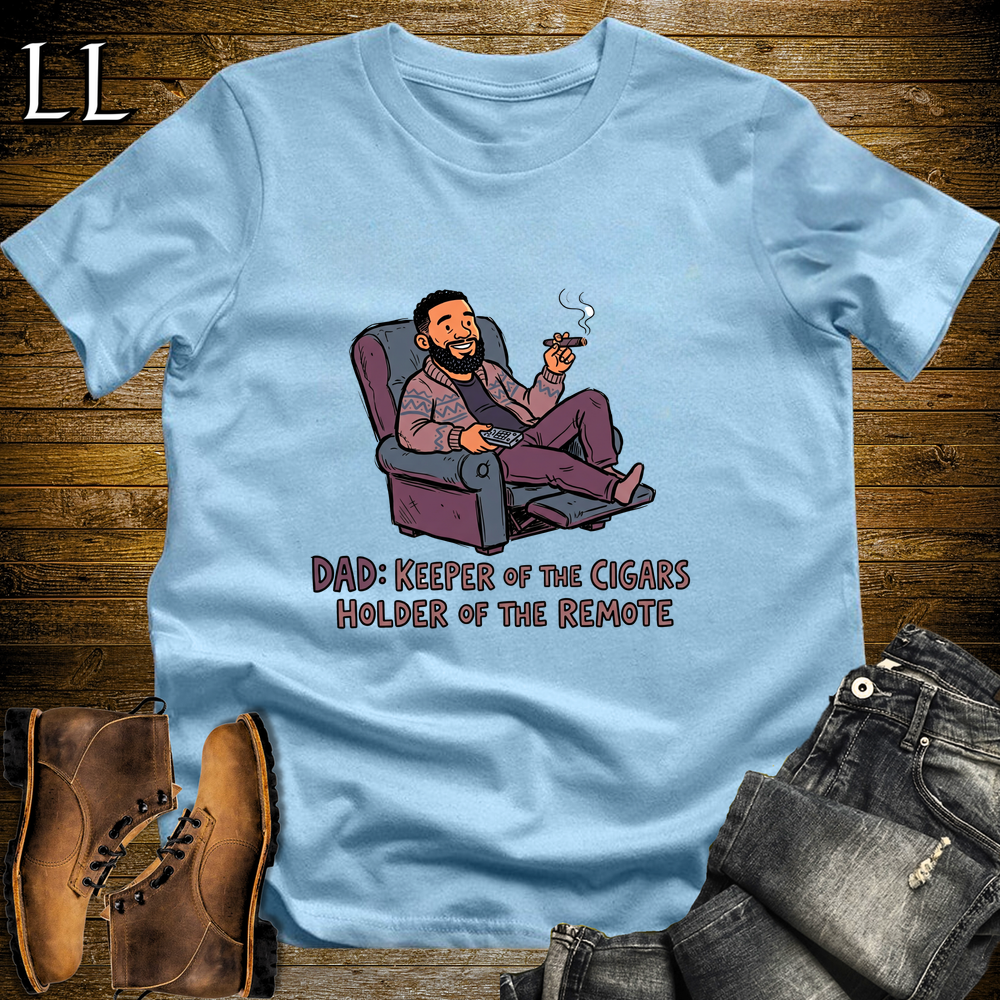 Dad Keeper Of Cigars Softstyle Tee Light Blue | Funny Cigar Dad Tee