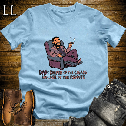 Dad Keeper Of Cigars Softstyle Tee Light Blue | Funny Cigar Dad Tee