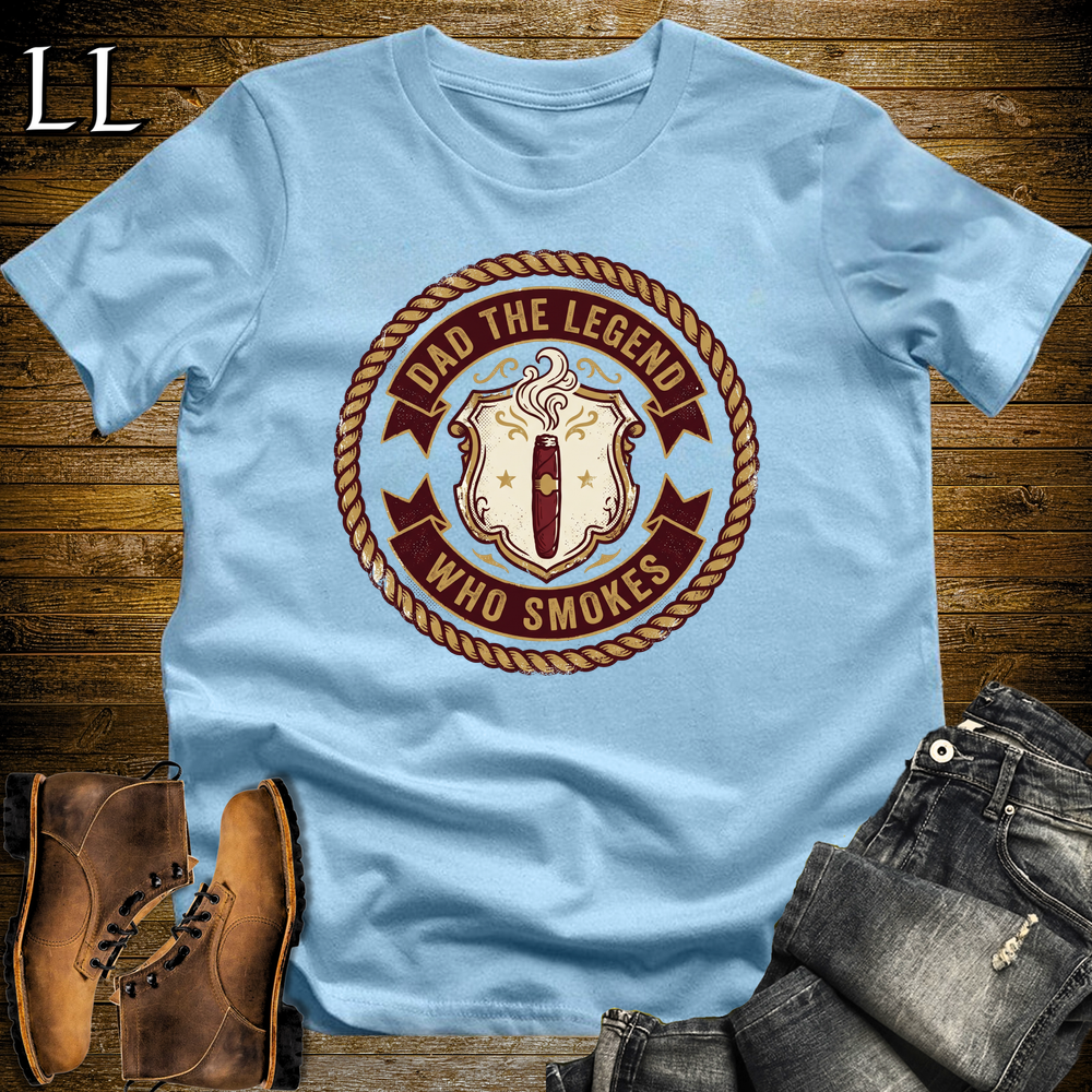 Dad The Legend Who Smokes Cigar Softstyle Tee Light Blue | Cigar Smoking Dad Tee