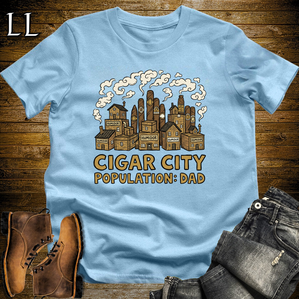 Cigar City Softstyle Tee Light Blue | Cigar Lover Graphic Tee