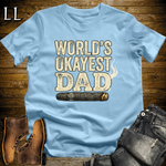 Worlds Okayest Dad Cigar Softstyle Tee Light Blue | Funny Cigar Dad Tee