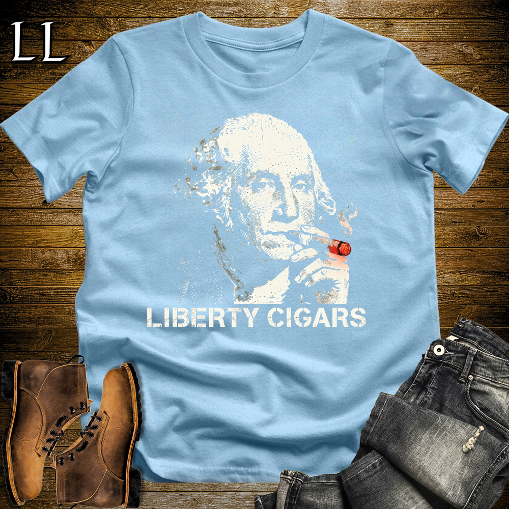 Washington Liberty Cigar Softstyle Tee Light Blue | Patriotic Cigar Tee