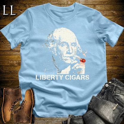 Washington Liberty Cigar Softstyle Tee Light Blue | Patriotic Cigar Tee