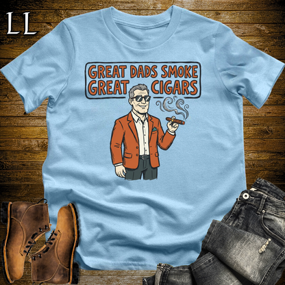 Great Dads Smoke Great Cigars Orange Softstyle Tee Light Blue | Great Cigars Dad Tee