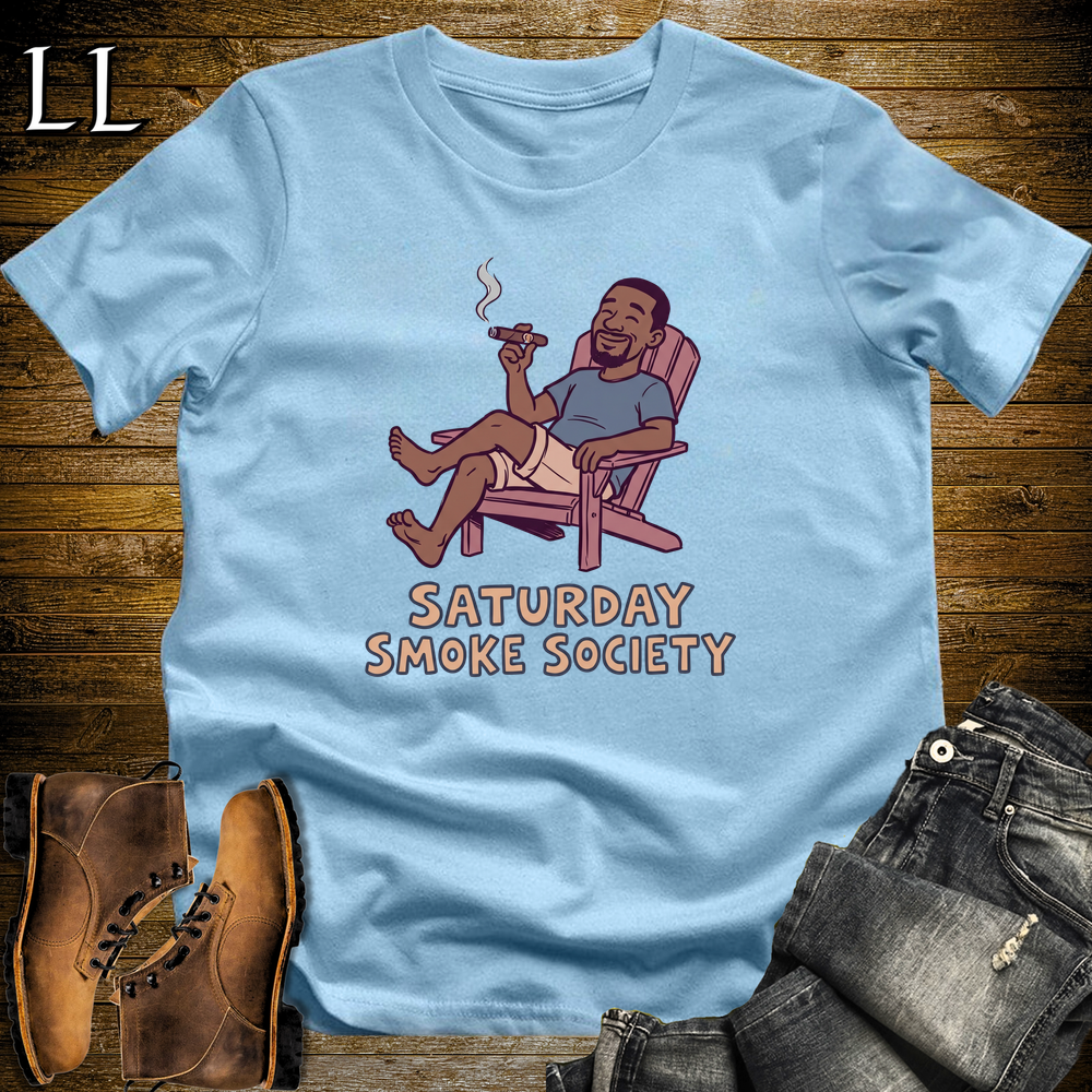 Saturday Smoke Society Purple Cigar Softstyle Tee Light Blue | Weekend Cigar Club Tee