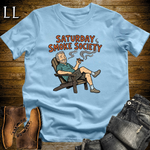 Saturday Smoke Society Orange Cigar Softstyle Tee Light Blue | Cigar Club Tee