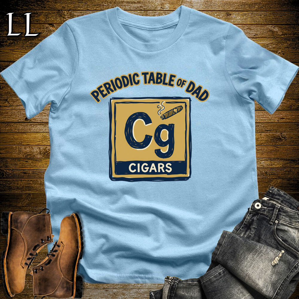 Periodic Table Of Dad Cigar Softstyle Tee Light Blue | Funny Periodic Table Dad Tee