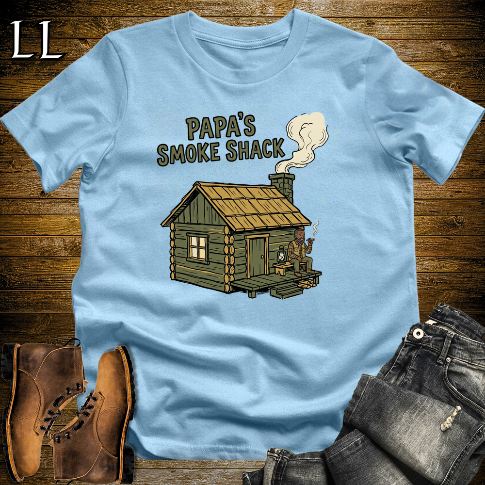 Papas Smoke Shack Cigar Softstyle Tee Light Blue | Cigar Lounge Dad Tee