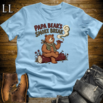 Papa Bears Smoke Break Cigar Softstyle Tee Light Blue | Cigar Dad Bear Tee
