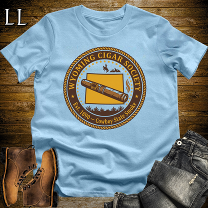 Wyoming Cigar Society Softstyle T Shirt Light Blue | Cigar Lover Gift Tee