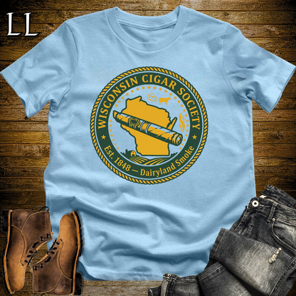 Wisconsin Cigar Society Softstyle T Shirt Light Blue | Cigar Lover Gift Tee
