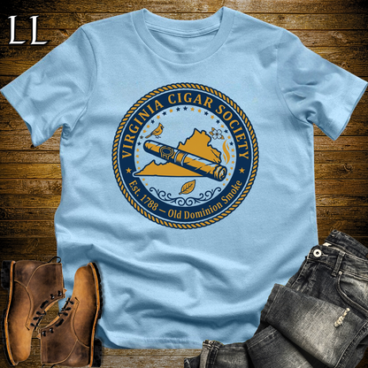 Virginia Cigar Society Softstyle T Shirt Light Blue | Cigar Lover Gift Tee